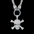 Punk style skull pendant necklace with full rhinestones and chunky chain for street fashion - Pendant with Chain / Style X White Zircon Sunglasses Skull Style (w3226)