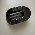 Polka dot black oval hair clip with white spots and a high-polish glossy resin finish - Oval / Black