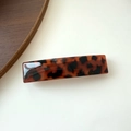 Classic leopard tortoise shell acrylic spring hair clip with glossy acetate finish - Narrow Deep Tortoiseshell