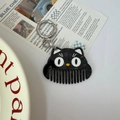 Llavero creativo con forma de gato negro en acetato y peine con textura de mármol - Estilo Peine Cabeza de Gato / Búho Negro