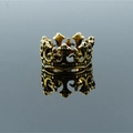 Vintage gold crown ring for men featuring gothic fleur-de-lis patterns in stainless steel - US 7 / Gold