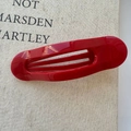 Fermaglio per capelli ovale rosso lucido in stile retrò per accessori donna - Rosso