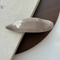 Elegant taupe hair clip with marble texture and glossy resin finish for women - Light Coffee
