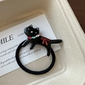 Élastique chat noir mignon avec strass colorés et petit nœud rouge décoratif - 1# Élastique Noir