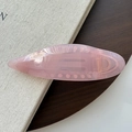 Pink translucent oval hair clip with gold metal spring for elegant hair styling - Pink