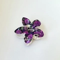Halloween plumeria hair claw clip with purple rose and skull gothic print design - Frangipani (FZ1119-4) / White Purple (Skull Rose Print-4)