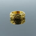 Rotatable golden titanium steel ring with unique embossed eyeball pattern - US 7 / Gold