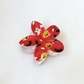 Pince à cheveux fleur rouge avec motifs d'Halloween fantômes et citrouilles - Rouge (Imprimé Citrouille Chauve-souris-12)