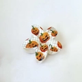 Pince à cheveux fleur avec motif d'Halloween à carreaux et citrouilles orange vif - Damier (Imprimé Citrouille-13)