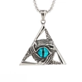 Gothic men's necklace with mystical blue eye and hand pendant on a stainless steel chain - Blue - Pendant Only (Without Chain)