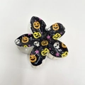Pince à cheveux fleur d'Halloween avec motifs citrouilles et crânes imprimés UV - Noir (Imprimé Citrouille Crâne-15)
