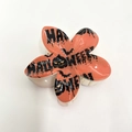 Pince à cheveux fleur orange avec motif Happy Halloween et chauves-souris noires - Orange (Imprimé HAPPY HALLOWEEN-16)