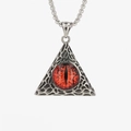 Collier hip hop en acier inoxydable avec pendentif triangle argenté et œil de dragon - Rouge Pendentif Seul (Sans Chaîne)