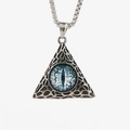 Collier gothique hip hop triangle œil maléfique avec œil bleu et chaîne en acier inoxydable - Vert Paon Pendentif Seul (Sans Chaîne)