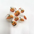 Pince à cheveux crème avec citrouille d'Halloween et motif à carreaux gris - Blanc Gris (Imprimé Citrouille Damier-20)