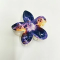 Pince à cheveux fleur avec motif de fantôme d'Halloween et finition polie - Violet (Imprimé Électrique Fantôme-21)