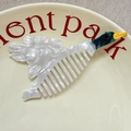 Chic mallard duck shaped acetate hair comb with elegant white pearl texture finish - Approx. 11cm*5.8cm