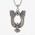 Men's titanium steel eagle pendant necklace with realistic eye and punk feather design - Pendant Only