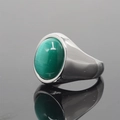 Gepolijste zilveren ring met een ovale groene kattenoog edelsteen voor dames en heren - Zilveren Basis Groen Kattenoog