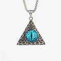 Collier hip hop en acier inoxydable avec pendentif œil de dragon bleu et chaîne métal - Vert Pendentif Seul (Sans Chaîne)