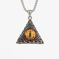 Collier pendentif triangle hip hop avec œil de dragon en finition argent vintage - Brun Pendentif Seul (Sans Chaîne)
