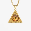 Collier hip hop avec pendentif triangle doré, œil de dragon et acier inoxydable texturé - Jaune Pendentif Seul (Sans Chaîne)
