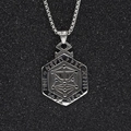 Hexagonale Nordische Runen-Halskette mit geometrischem Sternenmuster in Silber - Anhänger mit Box-Kette