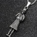 Collana con ciondolo a scheletro 3D gotico in acciaio argento lucido con catena box per uomo e donna - Pendente con Catena Box