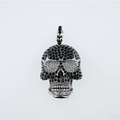 Punk street skull pendant necklace with black and white rhinestones in silver finish - Black And White Rhinestone Skull (Pendant Only)
