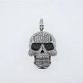 Pendentif tête de mort gothique en acier titane avec cristaux et détails noirs - Crâne Strass Blanc Yeux Noirs (Pendentif Uniquement)