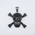 Totenkopf-Anhänger mit schwarzen Kristallen und Stern-Sonnenbrille im Punk-Rock-Stil - Totenkopf mit Stern-Sonnenbrille (Nur Anhänger, ohne Kette) / Schwarz