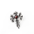 Gotische zwaardketting met vierkante rode edelsteen in vintage zilver voor mannen - Rode Strass Hanger Zonder Ketting