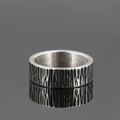 Bague industrielle en acier inoxydable brossé avec motif d'écorce et anneau ouvert ajustable - US 7 / Gris Argent