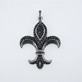 Gothic fleur-de-lis pendant with black micro-stones in a vintage silver finish - Black Zirconia Fleur-De-Lis Pendant Only (Without Chain)