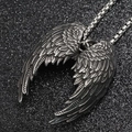Collana con ciondolo ali d'angelo gotico in argento vintage con catena a maglie quadrate - Ciondolo Con Catena Veneziana