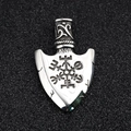 Vintage Wikinger Vegvisir Schild Anhänger Halskette aus poliertem Titanstahl für Herren - Nur Anhänger (Ohne Kette)