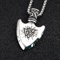 Vintage Wikinger Valknut Schild Pfeil Anhänger Halskette aus poliertem Edelstahl - Anhänger Und Kette
