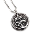 Retro stainless steel skull octopus anchor pendant necklace with vintage round box chain - Pendant And Necklace (g236)