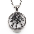 Vintage Medusa pendant necklace in stainless steel with crystal inlaid round frame for men - Pendant with Box Chain