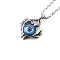 Vintage punk devil eye pendant necklace in stainless steel with blue dragon eye bead - Blue Round Eye Pendant With Chain