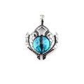 Pendentif œil de démon bleu punk vintage avec finition argentée craquelée en acier - Pendentif Seul Œil Vertical Bleu (Sans Chaîne)