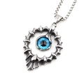 Collier punk rétro avec pendentif coeur œil bleu et chaîne à mailles carrées en acier - Ensemble Collier (Pendentif et Chaîne Inclus) / Œil Bleu