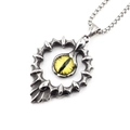 Collier en acier titane vintage avec pendentif œil du diable tournesol style hip-hop - Ensemble Collier (Pendentif et Chaîne Inclus) / Œil Vertical Jaune