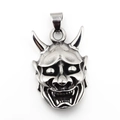 Retro stainless steel Hannya mask pendant necklace with devil horns for men - Large (Pendant Only (Without Chain))