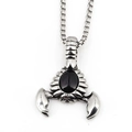 Skorpion-Anhänger Halskette in Silber mit schwarzem Stein im Vintage-Punk-Stil - Anhänger Mit Venezianerkette