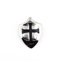 Vintage Schild-Anhänger aus Silber mit schwarzem Kreuz im Retro-Gothic-Punk-Stil - Einzelner Anhänger (Ohne Kette)