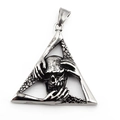 Gothic skull pendant in triangle frame with bone hands, stainless steel punk necklace - Pendant Only (Without Chain)