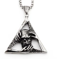 Gothic skull pendant necklace in silver triangular skeletal frame for men - Pendant with Box Chain