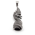 Vintage draak hanger ketting in retro zilveren afwerking voor heren, hip hop accessoires - Alleen hanger