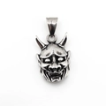 Retro stainless steel Hannya mask pendant with silver finish for men in gothic style - Small (Pendant Only (Without Chain))